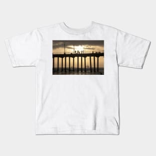 Huntington Beach Pier and Oil Rigs Kids T-Shirt